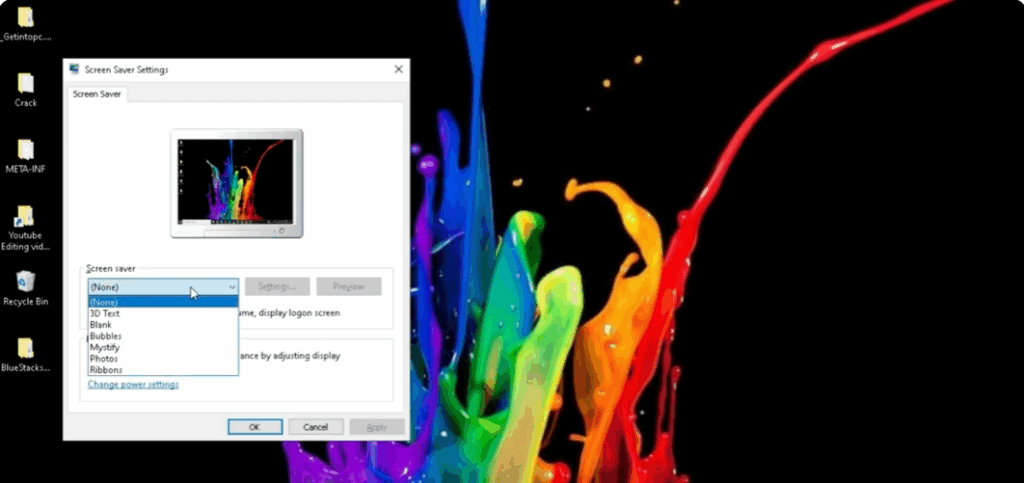Select the screensaver you want to use from the list