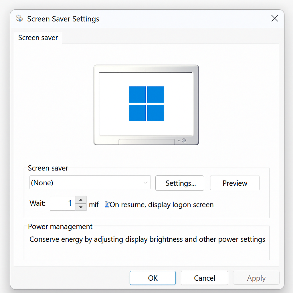 Set Screen Saver in Windows