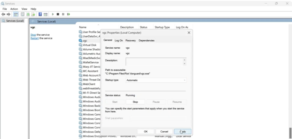 Turn On the VGC Service