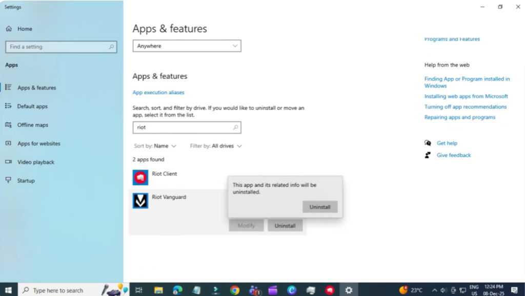 Uninstall and Reinstall Riot Vanguard