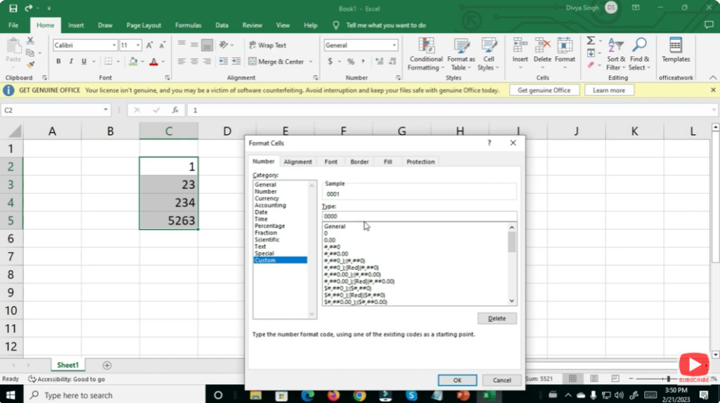 Using Custom Number Formatting