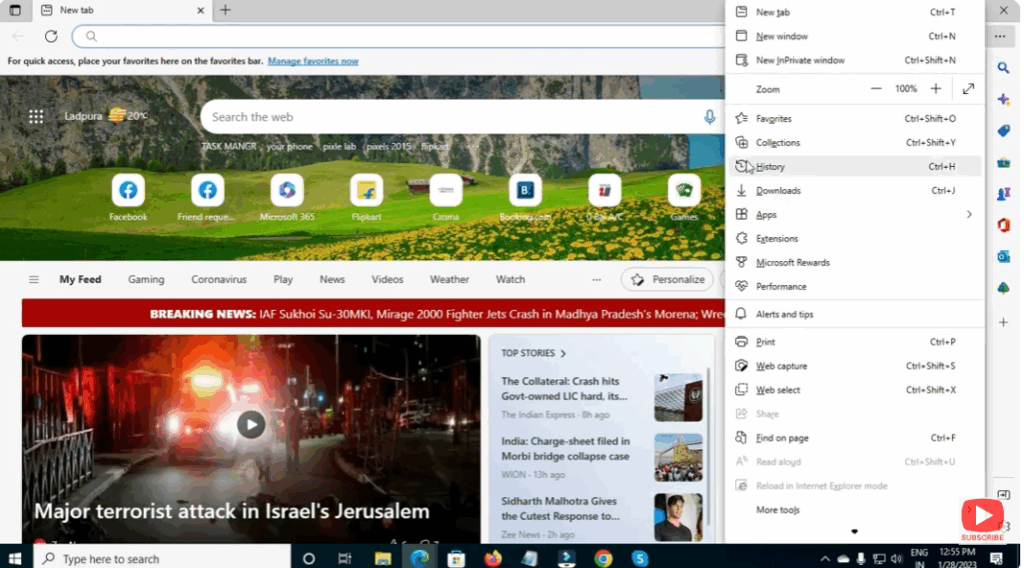 Using the History Menu Manually