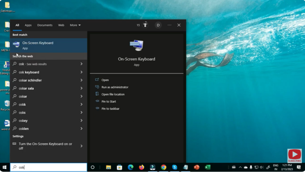 Via Run or Search Command