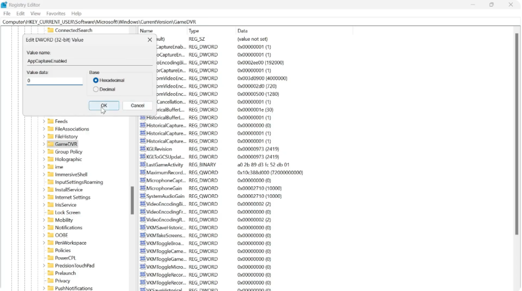 change the Value data from 1 to 0