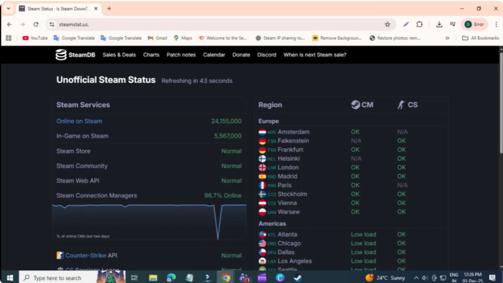 check Steam server status