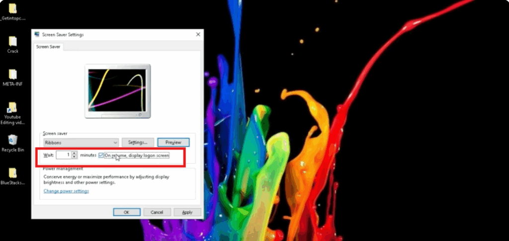 display a password prompt when resuming from the screensaver