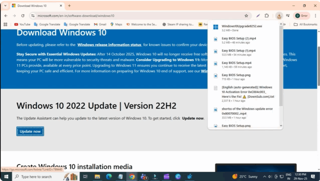 download the Windows 10 update assistant