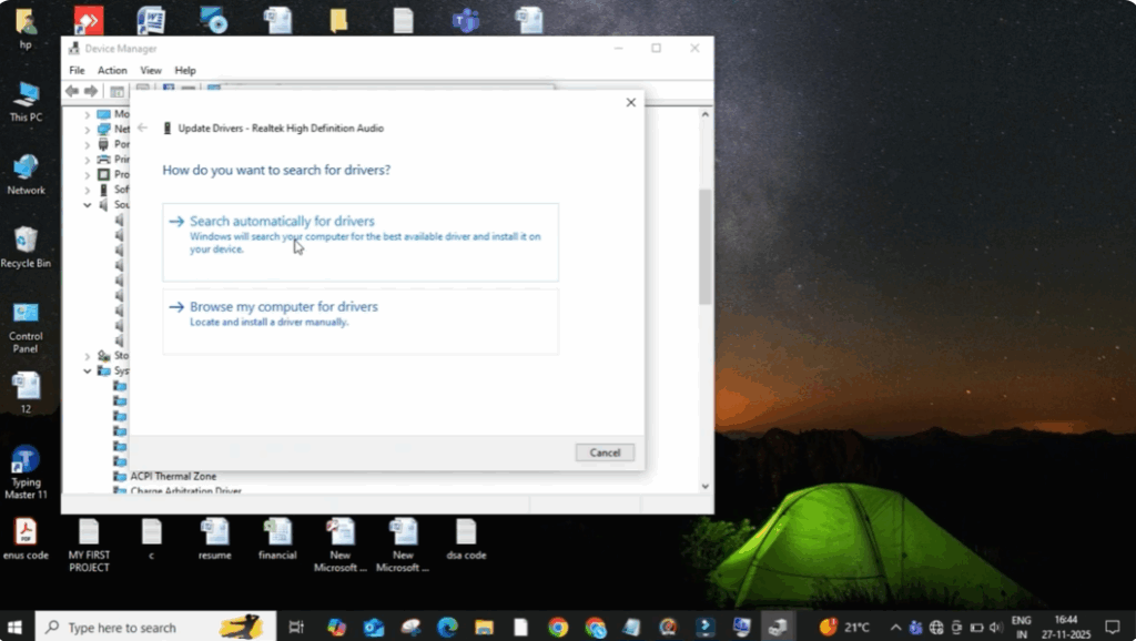search automatically for drivers